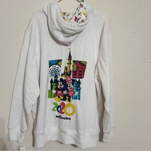 Disney Women's White Hoodie with Mickey and Minnie Graphic embroidered
